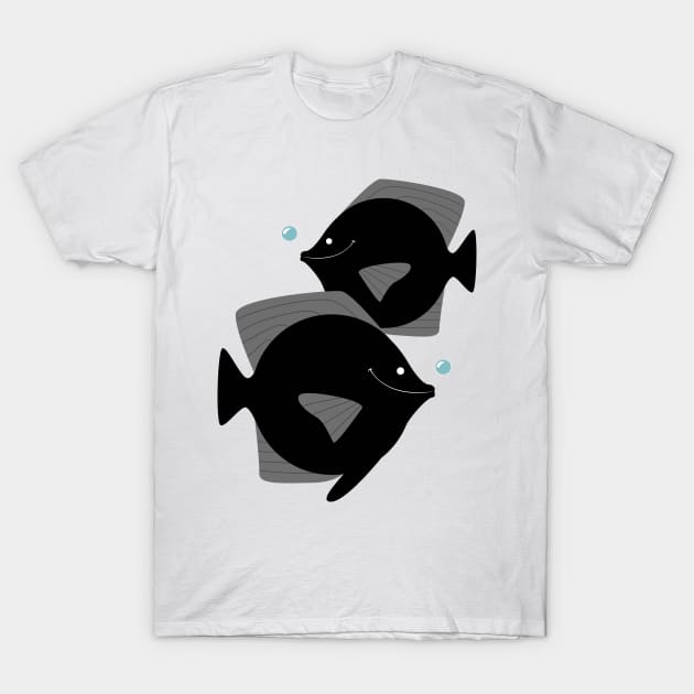 Happy Black Fish T-Shirt by ilaamen